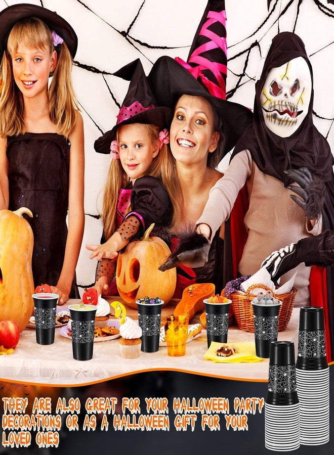 Jingmore 50 Pcs Halloween Plastic Cups, 16 oz Black Disposable Cups for Hot Cold Drinks, Party Decoration Supplies and Favors - Image 5